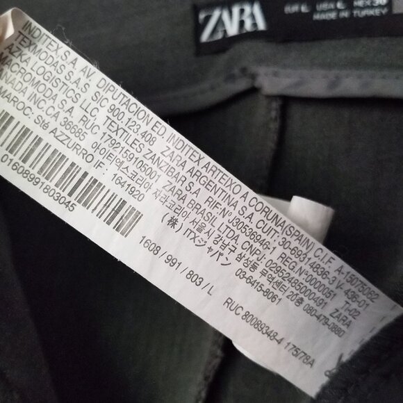 Zara High Waist Trouser Pants Size L Gray Tapered Leg Ankle Work Office Preppy - Picture 10 of 15